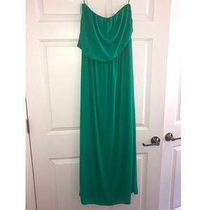 Express Strapless Asymmetrical Top Maxi Dress
